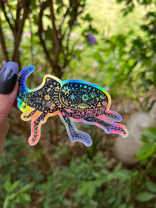 Rhino Beetle Holographic Sticker. Rhinoceros Beetle. Sun And Moon Sticker. Witchy Sticker. Insect Sticker. High quality Beautiful Sticker