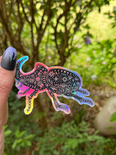 Load image into Gallery viewer, Rhino Beetle Holographic Sticker. Rhinoceros Beetle. Sun And Moon Sticker. Witchy Sticker. Insect Sticker. High quality Beautiful Sticker