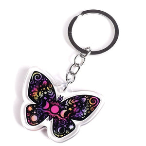 Butterfly Keyring Keychain. Epoxy Resin Clear Keyring. Glitter Butterfly. Acrylic Keychain. Beautiful Butterfly. Double Sided. Sun Moon Star