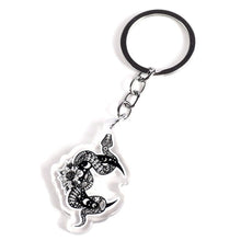 Load image into Gallery viewer, Snake Keyring Keychain. Black And White Moon. Epoxy Resin Clear Keyring. Glitter Snake. Acrylic Keychain. Beautiful Snake. Double Sided