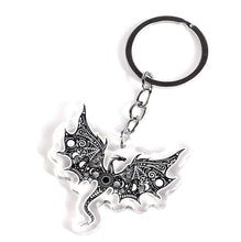 Load image into Gallery viewer, Dragon Keyring Keychain. Black And White Dragon. Epoxy Resin Clear Keyring. Glitter Dragon. Acrylic Keychain. Beautiful Dragon. Double Sided