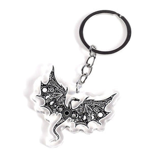 Dragon Keyring Keychain. Black And White Dragon. Epoxy Resin Clear Keyring. Glitter Dragon. Acrylic Keychain. Beautiful Dragon. Double Sided