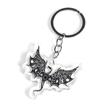 Load image into Gallery viewer, Dragon Keyring Keychain. Black And White Dragon. Epoxy Resin Clear Keyring. Glitter Dragon. Acrylic Keychain. Beautiful Dragon. Double Sided