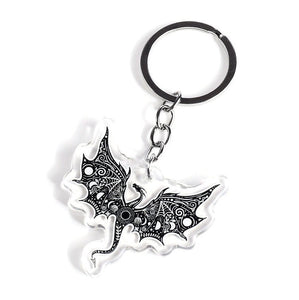 Dragon Keyring Keychain. Black And White Dragon. Epoxy Resin Clear Keyring. Glitter Dragon. Acrylic Keychain. Beautiful Dragon. Double Sided