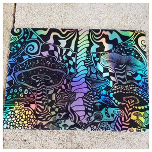 Holographic Sticker | Trippy Mushroom Artwork.