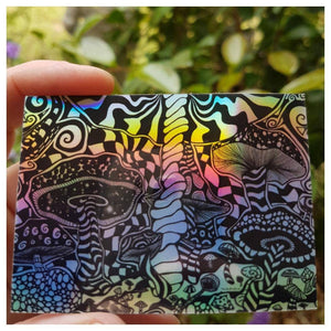 Holographic Sticker | Trippy Mushroom Artwork.