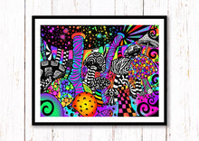 Load image into Gallery viewer, Trippy Mushroom Psychedelic Print. Alice in wonderland inspired. A3, A4, A5 or 4”x6”