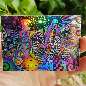 Trippy Holographic Sticker Pack X10. Mushroom Stickers. Alien Stickers - High quality. Laptop stickers. Psychedelic stickers. Sticker Bundle