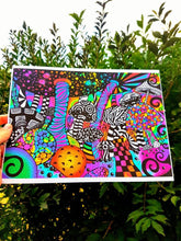 Load image into Gallery viewer, Trippy Mushroom Psychedelic Print. Alice in wonderland inspired. A3, A4, A5 or 4”x6”