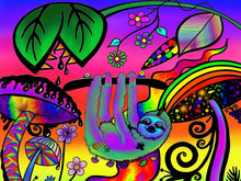 Load image into Gallery viewer, Sloth | Print | Trippy Mushroom Print | Trippy art poster. Psychedelic Art. Jungle Print.