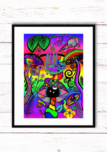 Sloth | Print | Trippy Mushroom Print | Trippy art poster. Psychedelic Art. Jungle Print.