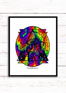 Trippy Mushroom Galaxy Print A3, A4, A5 or 4”x6” Trippy art poster