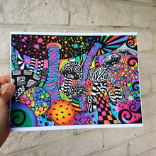 Load image into Gallery viewer, Trippy Mushroom Psychedelic Print. Alice in wonderland inspired. A3, A4, A5 or 4”x6”