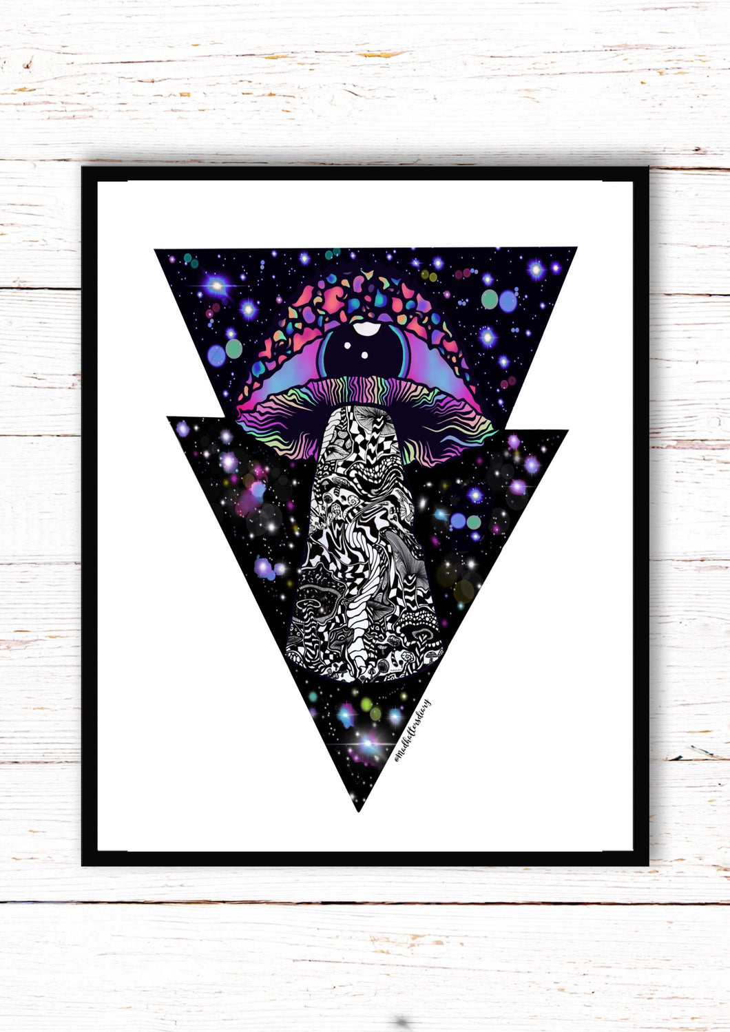 Mushroom Galaxy Eyeball Spaceship Print A3, A4, A5 or 4”x6” Trippy art poster