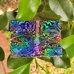 Holographic Sticker | Trippy Mushroom Artwork.