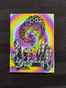 Holographic Crystals Sticker | Trippy Mushroom Sticker