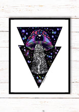 Load image into Gallery viewer, Mushroom Galaxy Eyeball Spaceship Print A3, A4, A5 or 4”x6” Trippy art poster