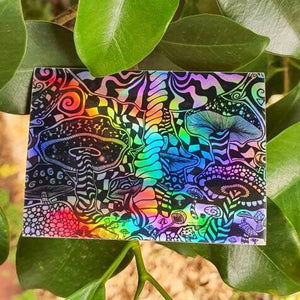 Holographic Sticker | Trippy Mushroom Artwork.