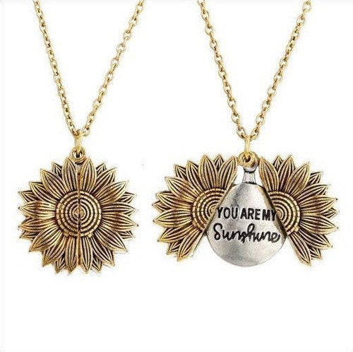 You Are My Sunshine Necklace | Sunflower Necklace | Gold Sunflower Locket | Sunflower Pendant