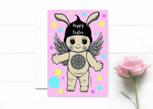 Load image into Gallery viewer, Happy Easter Card. Cute Bunny. Baby Doll. Angel Baby. Happy Easter Greeting Card