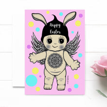 Load image into Gallery viewer, Happy Easter Card. Cute Bunny. Baby Doll. Angel Baby. Happy Easter Greeting Card