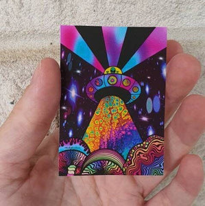 Alien UFO Sticker. Mushroom Psychedelic Trippy sticker. Trippy sticker. Laptop sticker.