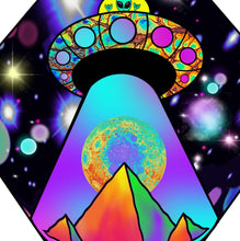 Load image into Gallery viewer, Alien Pyramid UFO art Print. Mushrooms. Trippy. Psychedelic. A3, A4 ,A5 or 4”x6&quot;