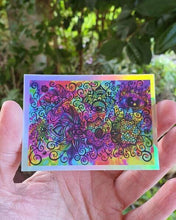 Load image into Gallery viewer, Mushroom Trippy Holographic Sticker. High quality. Laptop sticker. Flask sticker