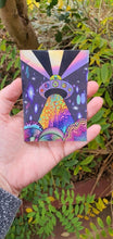 Load image into Gallery viewer, Holographic Alien Mushroom Spaceship Abduction sticker. UV indoor / outdoor Stickers - Trippy sticker. Laptop Sticker.