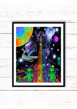 Load image into Gallery viewer, Trippy Alien Print. Psychedelic Art. A3, A4 ,A5 or 4”x6&quot;