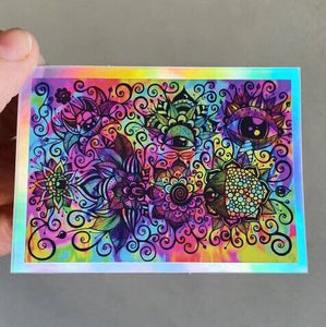 Mushroom Trippy Holographic Sticker. High quality. Laptop sticker. Flask sticker