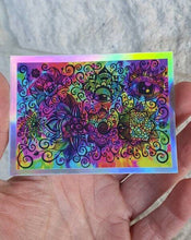 Load image into Gallery viewer, Mushroom Trippy Holographic Sticker. High quality. Laptop sticker. Flask sticker