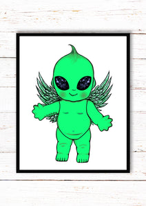 Alien Baby. Baby Doll. Trippy Print. A3, A4 ,A5 or 4”x6"