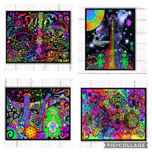 Load image into Gallery viewer, x4 Trippy Prints | Mushroom Print | Trippy Aliens | Psychedelic Art.