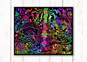 x4 Trippy Prints | Mushroom Print | Trippy Aliens | Psychedelic Art.