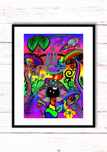 x9 Psychedelic Prints | Mushroom Print | Trippy Aliens | Alien Art.