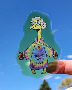 Trippy Mr Burns Stickers. Hippy Burns. Simpson inspired. Semi transparent slaps.