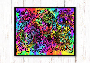 x4 Trippy Prints | Mushroom Print | Trippy Aliens | Psychedelic Art.