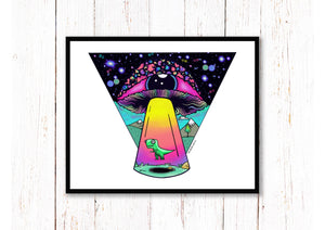 x4 Alien Prints | Mushroom Print | Trippy Aliens | Psychedelic Art.