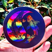 Load image into Gallery viewer, Psychedelic Koi Fish Sticker. Yin Yang Sticker. Laptop Sticker. High quality Trippy sticker