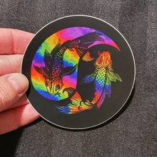 Load image into Gallery viewer, Psychedelic Koi Fish Sticker. Yin Yang Sticker. Laptop Sticker. High quality Trippy sticker