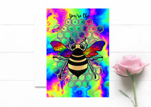 Load image into Gallery viewer, Valentine’s Day Bee Card | Bee Design | Bees knees | Trippy | Bee Valentine Card |