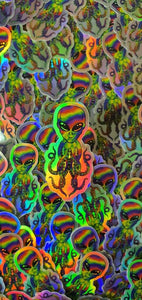 Holographic Alien Octopus. Psychedelic Trippy sticker. UV indoor and outdoor Stickers - High quality Trippy sticker. Laptop sticker.