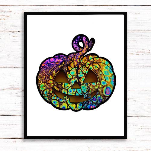 Trippy Halloween Pumpkin Print A3, A4, A5 or 4”x6” Trippy art poster