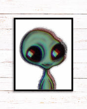 Load image into Gallery viewer, Cute Alien Print. 3D Alien A3, A4, A5 or 4”x6” Trippy art poster