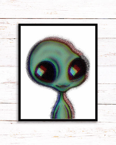 Cute Alien Print. 3D Alien A3, A4, A5 or 4”x6” Trippy art poster