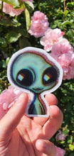 Load image into Gallery viewer, Green Alien Sticker. Cute 3D Alien. Laptop sticker. Flask sticker