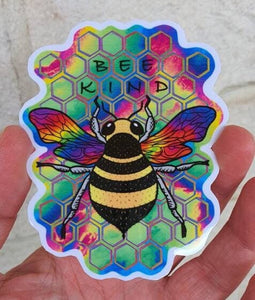 Bee Sticker. Bee Kind Sticker. Psychedelic Honey Bee Vinyl Sticker.