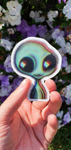 Load image into Gallery viewer, Green Alien Sticker. Cute 3D Alien. Laptop sticker. Flask sticker