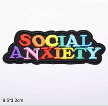 Load image into Gallery viewer, Social Anxiety Iron On Patch. Rainbow Embroidered Patches. . Cool Patch For Clothing.